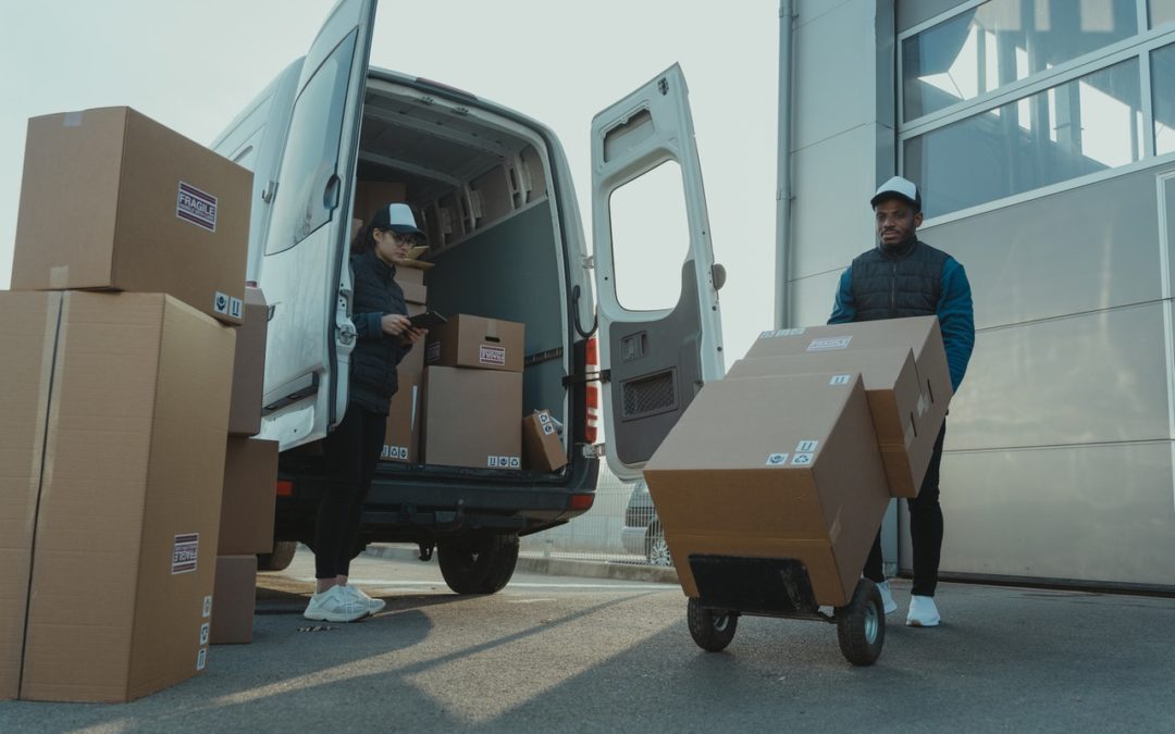 delivery van unloading cargo