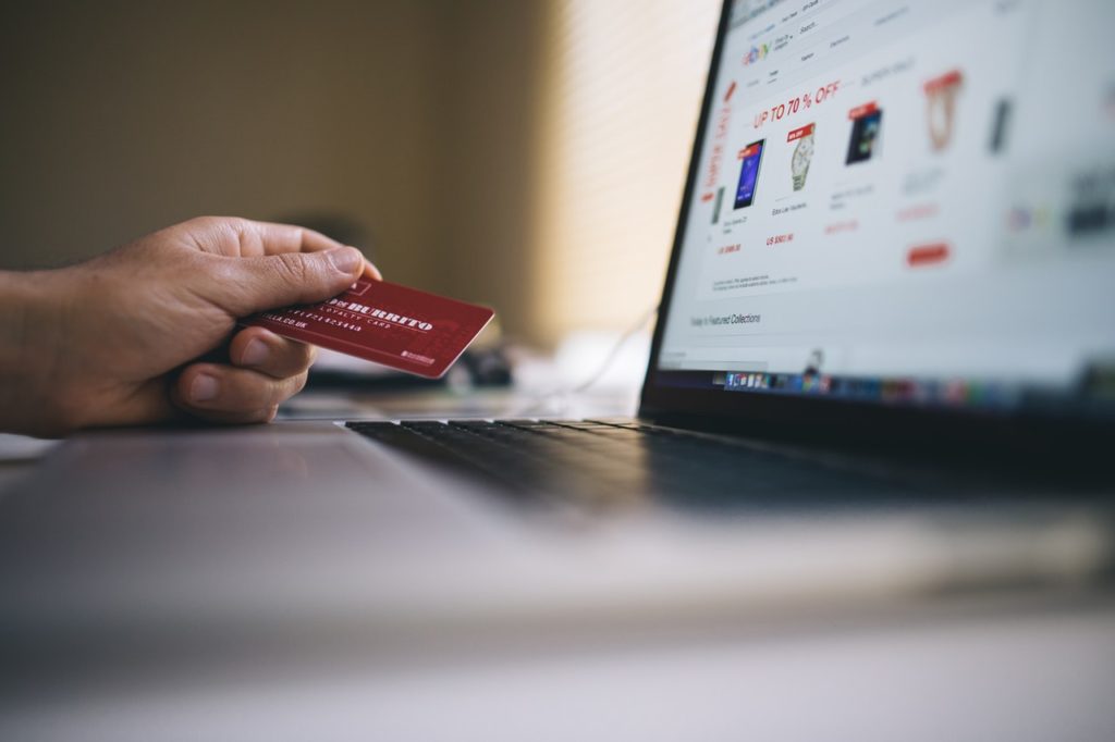 photo of person making an online purchase